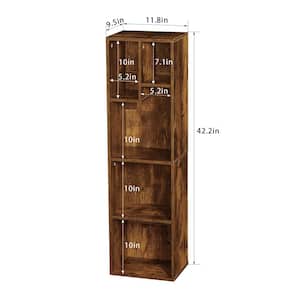 9.5 In.W Brown Simple Home 5-Tier Adjustable Shelf Bookcase