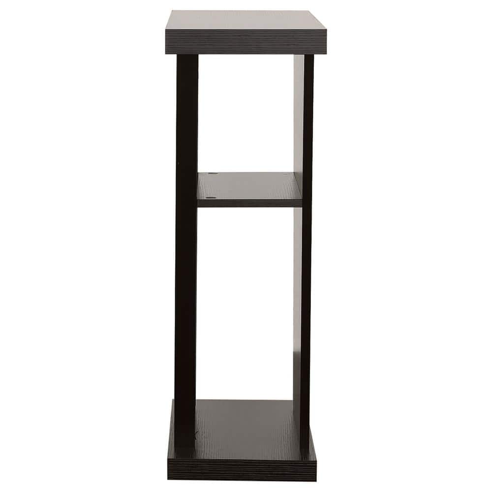Transitional Cappuccino Console Table with Slanted Silhouette and Storage