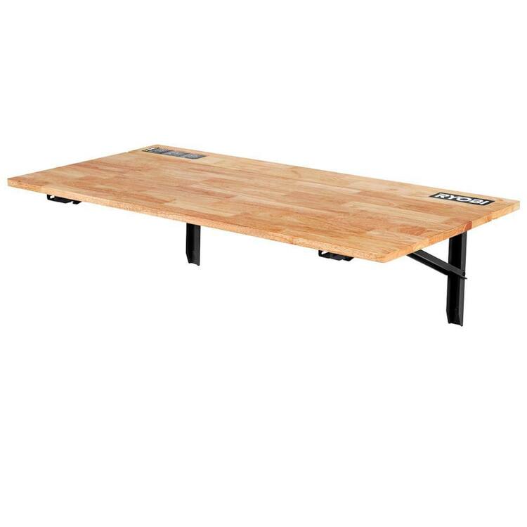 RYOBI Wall Mounted Stow Away Worktable with Whole Stud Finder