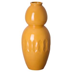 20.5 in. Butterscotch Ceramic Ellipse Gourd Vase