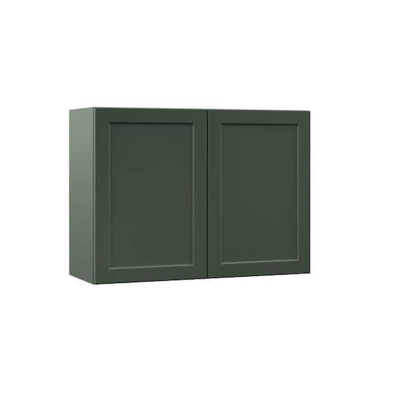 Hampton Bay Designer Series Melvern 33 in. W 12 in. D 24 in. H Assembled Shaker Wall Kitchen Cabinet in Forest