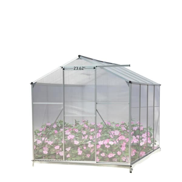 Tunearary 6.2 ft. L x 8.3 ft. W x 6.5 ft. H Outdoor White Metal Framed Polycarbonate Double ArmVersion of the Walk-In Greenhouse