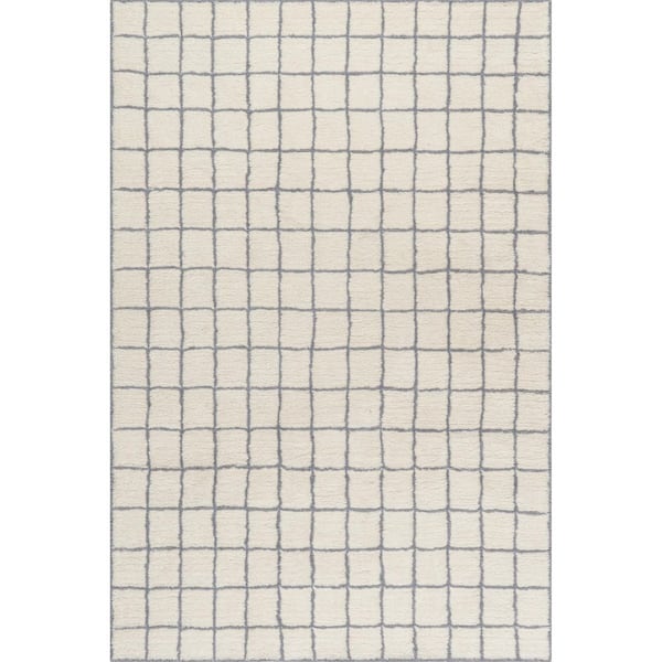Frenshe Interiors Ivory 10 ft. x 14 ft. Highlands Checked Indoor/Outdoor Patio Area Rug