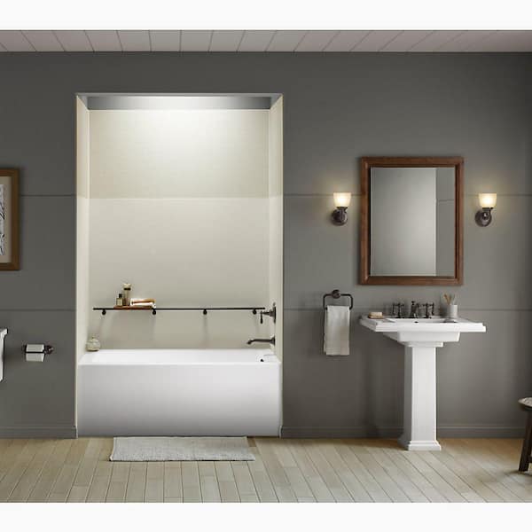 Underscore 60 in. x 30 in. Soaking Bathtub with Right-Hand Drain in White, Integral Flange