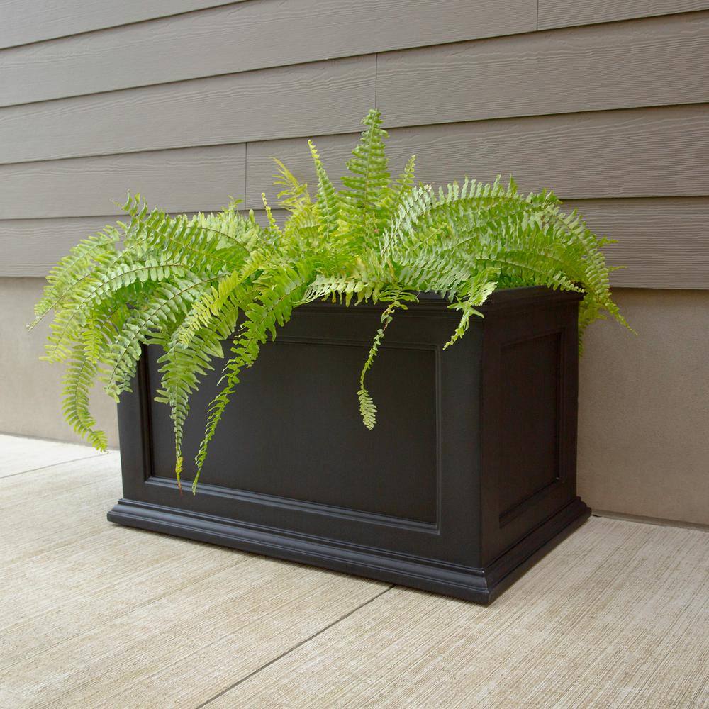 Fairfield 36"x20" Classic Black Self-Watering Polyethylene Planter