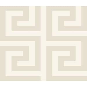 Seabrook Designs 57.5 sq. ft. Metallic Carbon Forte Greek Key Unpasted ...