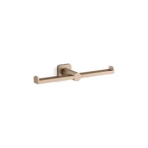 Parallel Double Wall Mounted Toilet Paper Holder in Vibrant Brushed Bronze