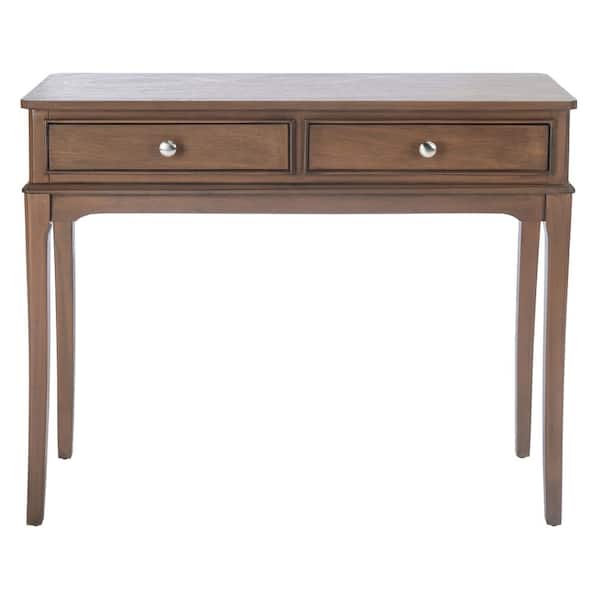 SAFAVIEH Opal 13 in. Brown Rectangle Wood Console Table with Drawer