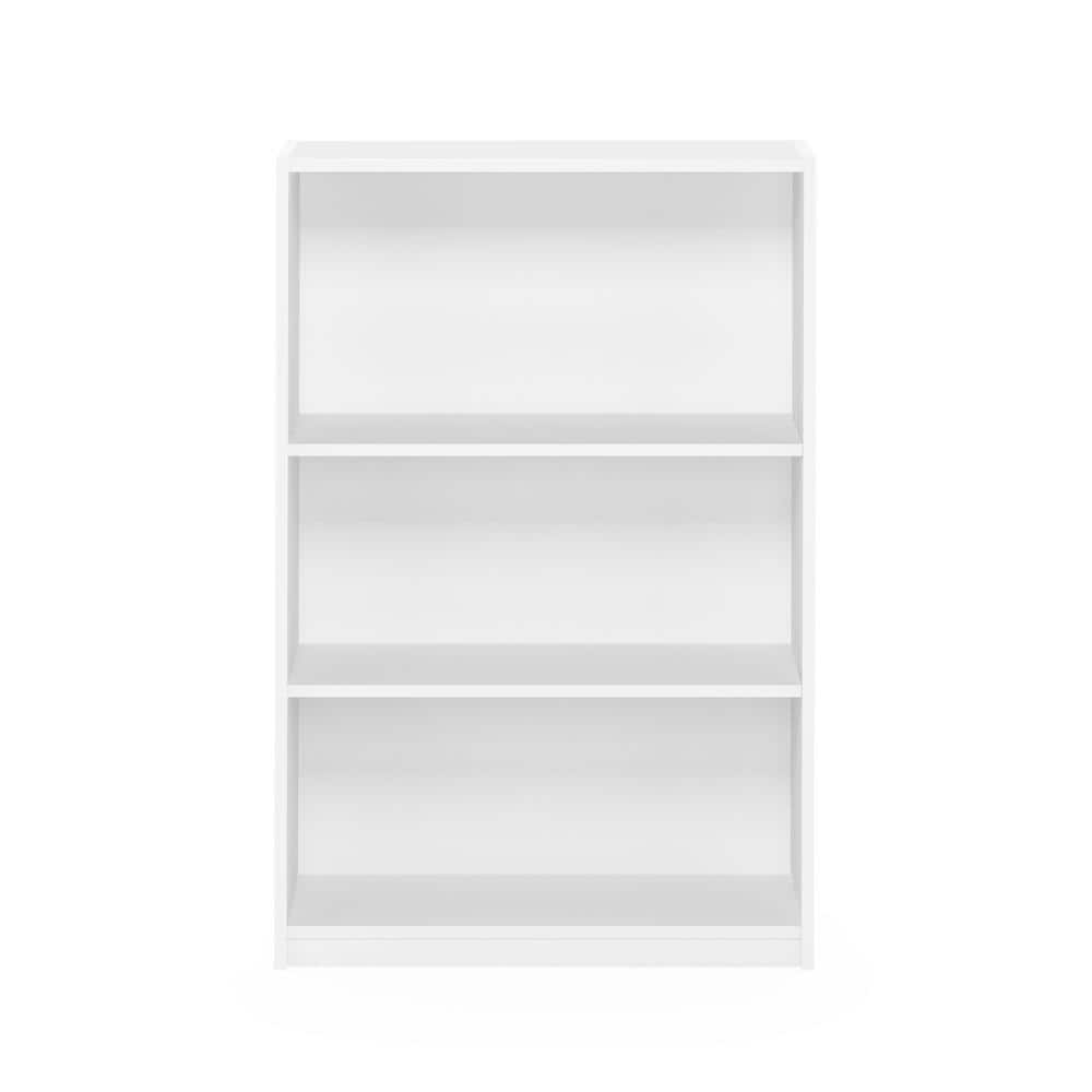 Adjustable 3-Tier White Composite Wood Bookcase