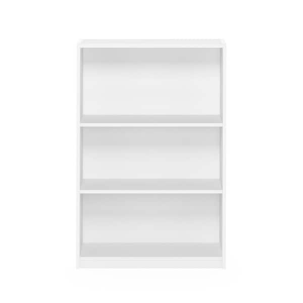 40.3 in. Tall White Composite Wood 3-shelf Standard Bookcase with Adjustable Shelves