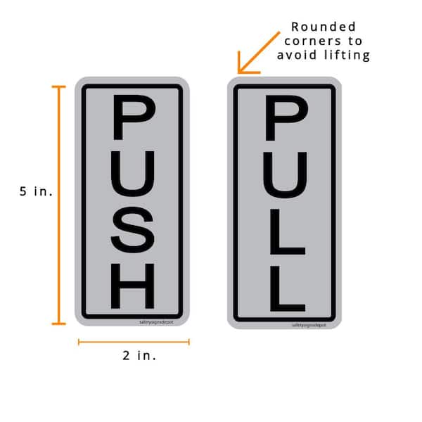 Black and White Push and Pull Signs for Door 9 x 3-inches Set of 2 