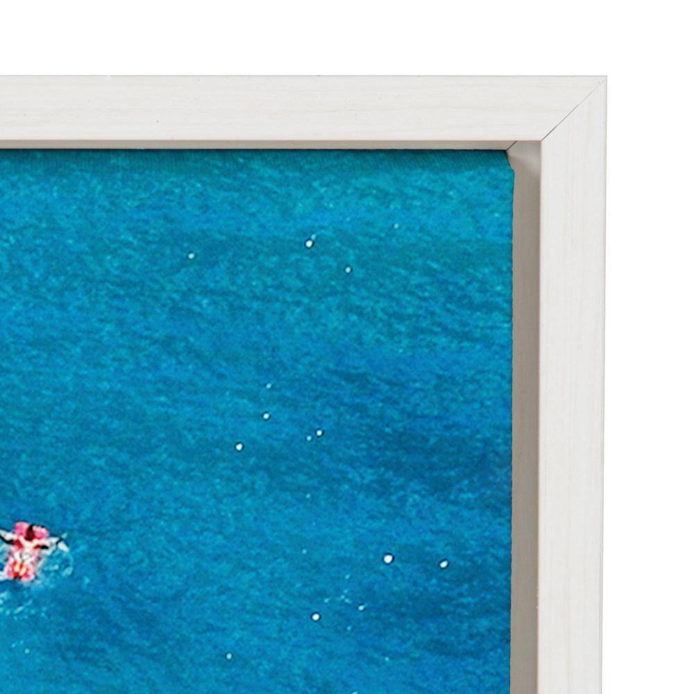 Sylvie Tropical Beach Framed Canvas Print in White Frame