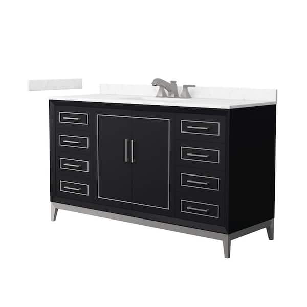 Marlena 60 in. Single Freestanding Black Bath Vanity with Carrara Cultured Marble Top Assembled