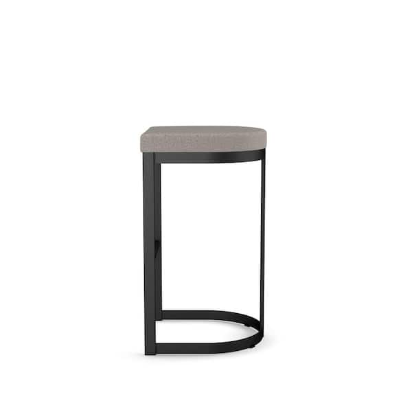 Lester 26 in. Grey and Beige Polyurethane / Black Metal Counter Stool