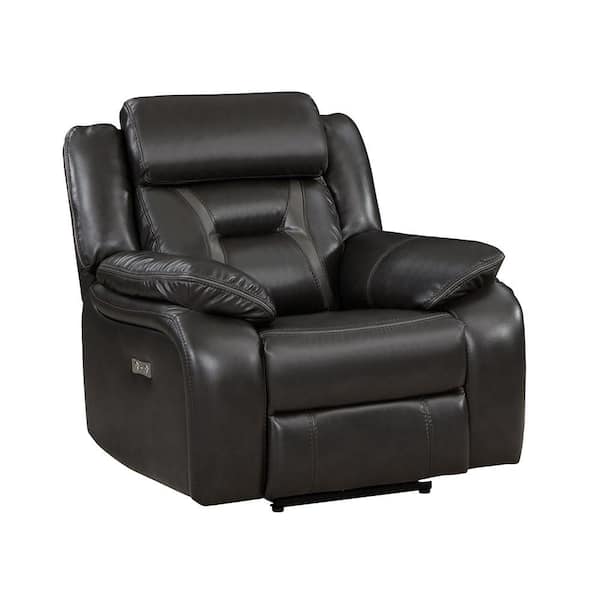 Lazzara Belmont Dark Gray Faux Leather Power Recliner