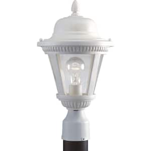 Westport Collection 1-Light White Clear Seeded Glass Traditional Outdoor Post Lantern Light