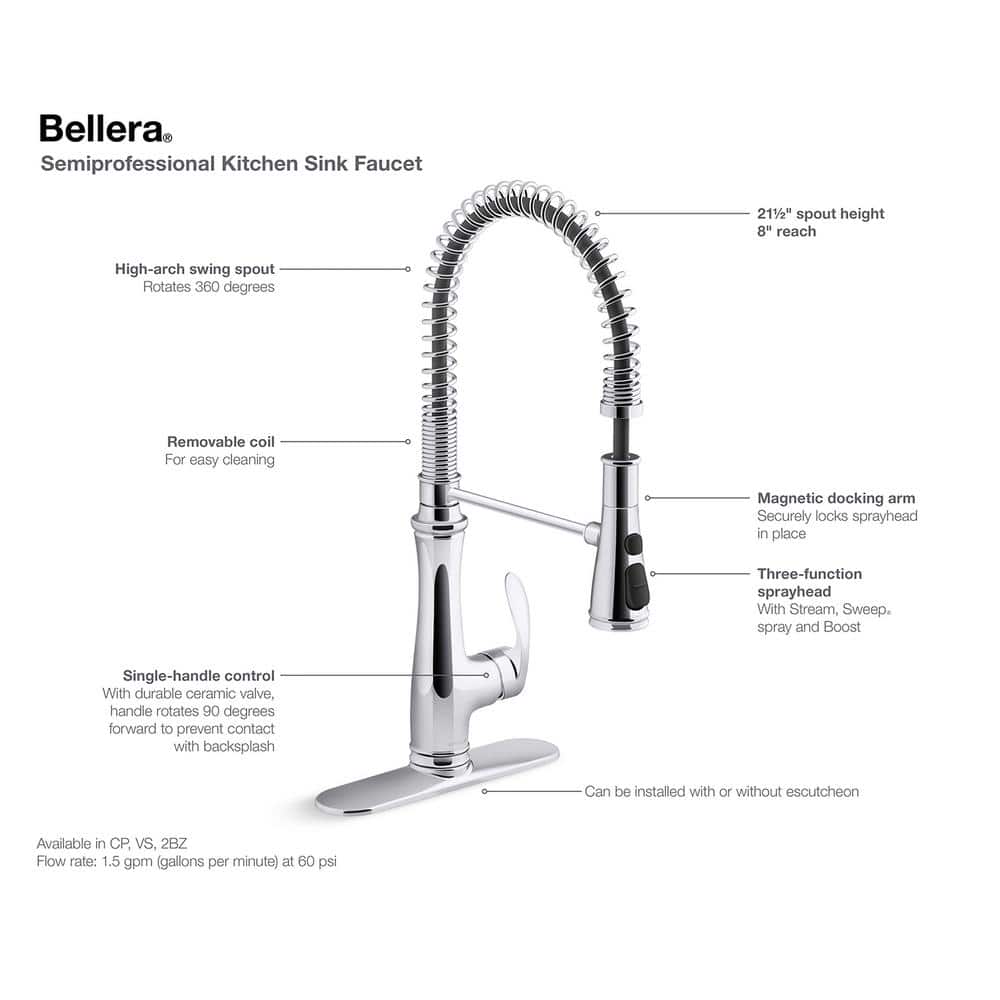 Stainless Steel Semi-Professional Kitchen Faucet with Pull-out Spray