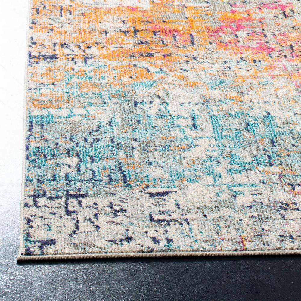 Metro-Mod Grey/Pink Synthetic 2'2" x 10' Runner Rug