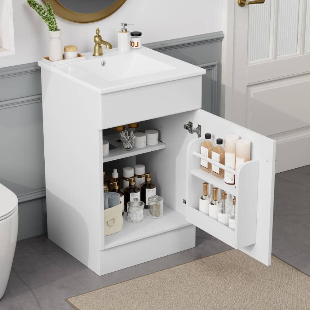 "20"" White Vanity Sink Cabinet, Door Shelf & Internal Adjustable Storage Shelf" price history on PriceWatchPro