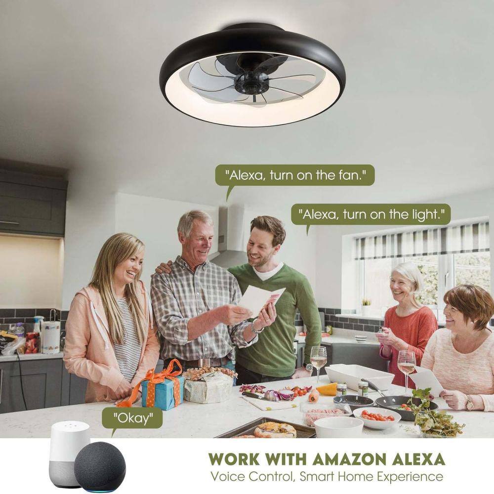 Black Polycarbonate 20'' Low Profile Ceiling Fan with LED Light