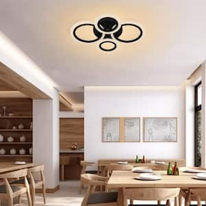 17 in. 4-Light Circle LED Flush Mount Ceiling Light for Kitchen, Living Room, Bedroom, Laundry Room