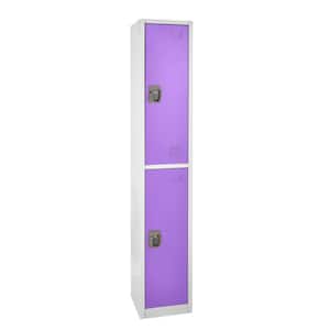 629-Series 72 in. H 2-Tier Steel Key Lock Storage Locker Free Standing Cabinets for Home, School, Gym in Purple (2-Pack)