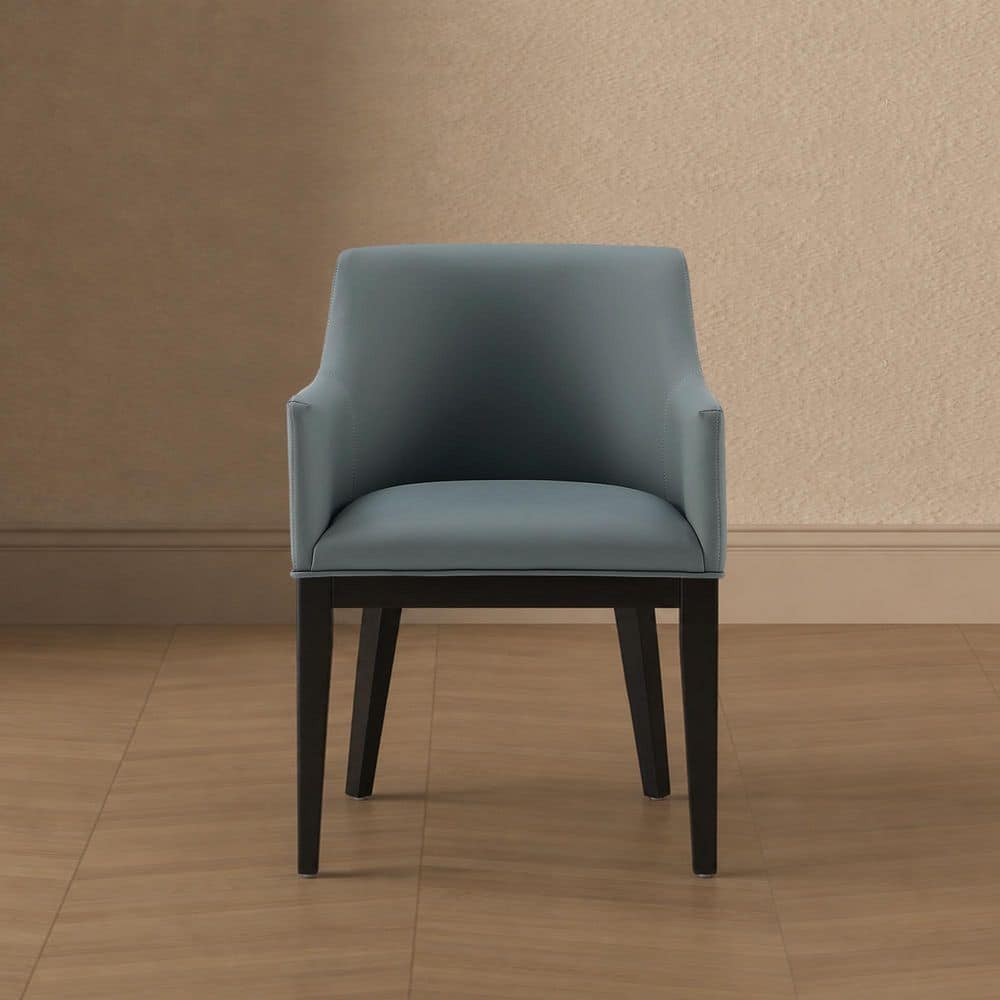 Gansevoort Modern Pewter Faux Leather Upholstered Dining Armchair