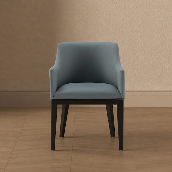 Gansevoort Modern Pewter Faux Leather Upholstered Dining Armchair