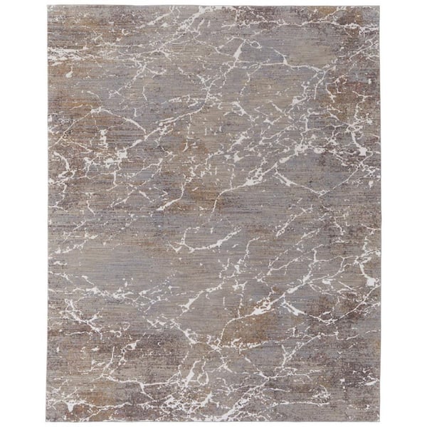 10 ft. x 13 ft. Ivory, Brown, Taupe Abstract Area Rug
