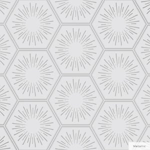 Metallic Platinum Hello Sunshine Vinyl Peel and Stick Wallpaper Roll (Covers 56 sq. ft.)