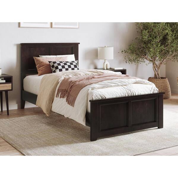 AFI Charlotte Espresso Black Solid Wood Frame Twin XL Low Profile Platform Bed with Matching