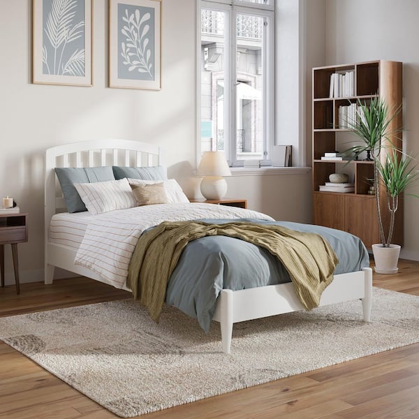 Quincy White Solid Wood Frame Twin XL Low Profile Platform Bed