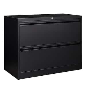 35.55 in. W x 28.93 in. H x 15.86 in. D 2-Drawer Metal Lateral File Garage Storage Freestanding Cabinet in Black