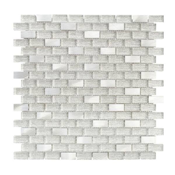 Jeffrey Court Crystal Ice White 11 875, Glass Mosaic Tile Backsplash Home Depot