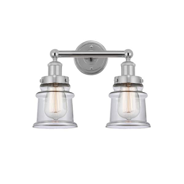 Canton 14.25 in. 2-Light Polished Chrome Vanity Light with Glass Shade