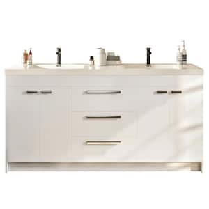 Lugano 72 in. W x 19 in. D x 36 in. H Double Bath Vanity in White with White Acrylic Top and White Integrated Sinks