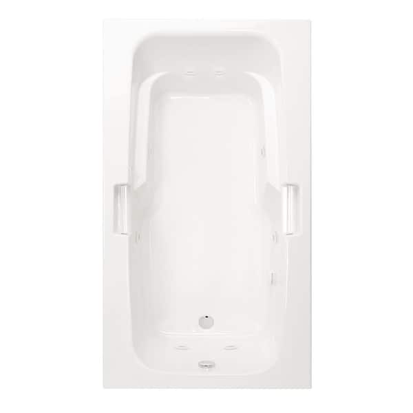 Aquatic Montrose I 60in.x 36in Acrylic Drop-In Whirlpool Reversible Drain Rectangular Bathtub with Heater in White