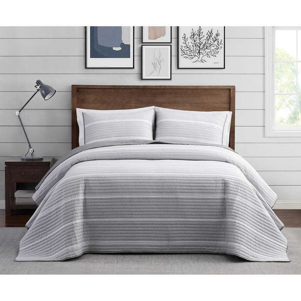 Ultra Soft Jersey Knit Duvet good Cover, Gray Stripes for Queen 90x90