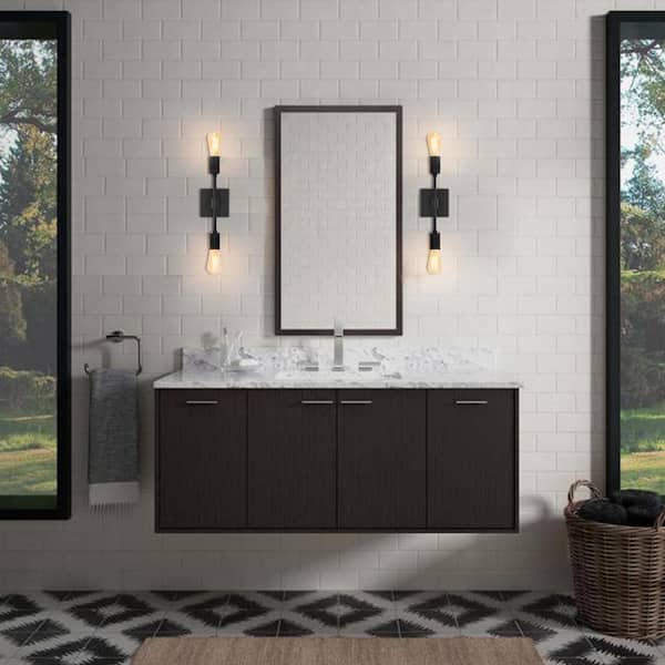 4 in. 2-Light Black Linear Wall Sconce Vanity Light Without Shade (2-Pack)