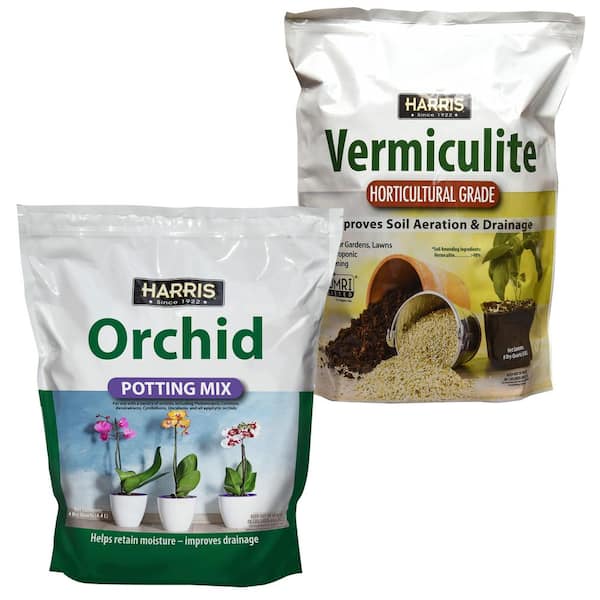 Harris 8 Qt. Premium Horticultural Vermiculite for Indoor Plants and 4 Qt. Premium Orchid Potting Mix