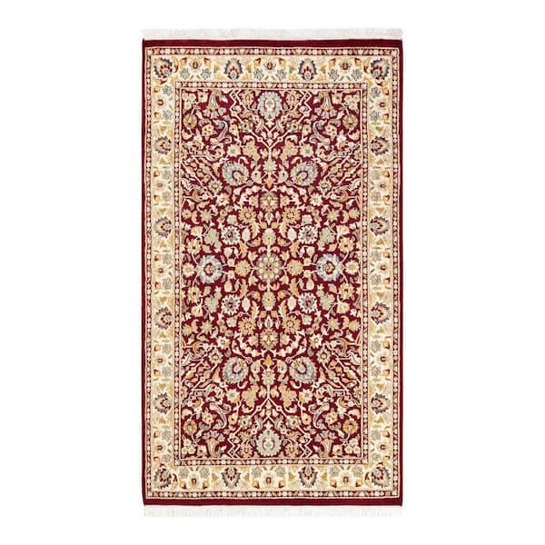 Mogul Traditional Red 3 ft. 1 in. x 5 ft. 5 in. Oriental Area Rug