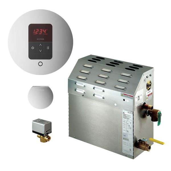 Mr. Steam 6kW Steam Bath Generator with iTempo AutoFlush Round Package in Polished Chrome