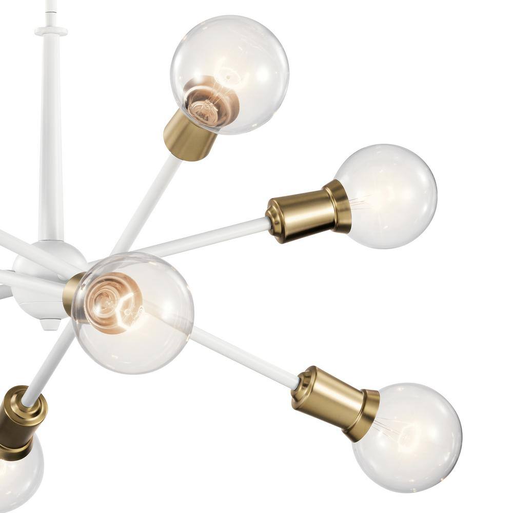 White 30" Sputnik Modern Chandelier with Adjustable Arms