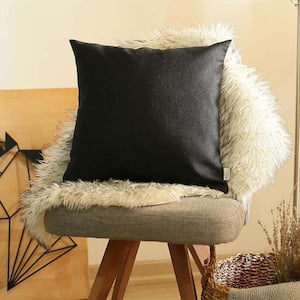 Boho-Chic Handcrafted Jacquard Black 18 in. x 18 in. Square Solid Throw Pillow Cover