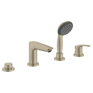 Eurosmart Single-Handle Tub Deck Mount Roman Tub Faucet with Hand Shower in Brushed Nickel