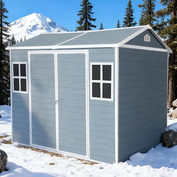 Coporesell 8 ft. x 6 ft. Resin Shed with Double Door and Windows (48 sq. ft.)