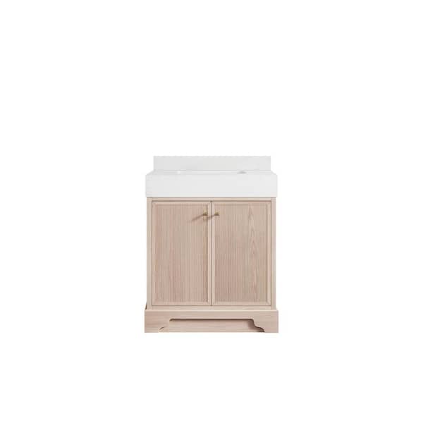Willow Collections Manhattan Oak 30 in. W x 22 in. D x 36 in. H Single Sink Bath Vanity Center in White Oak with 5" Empira Quartz Top