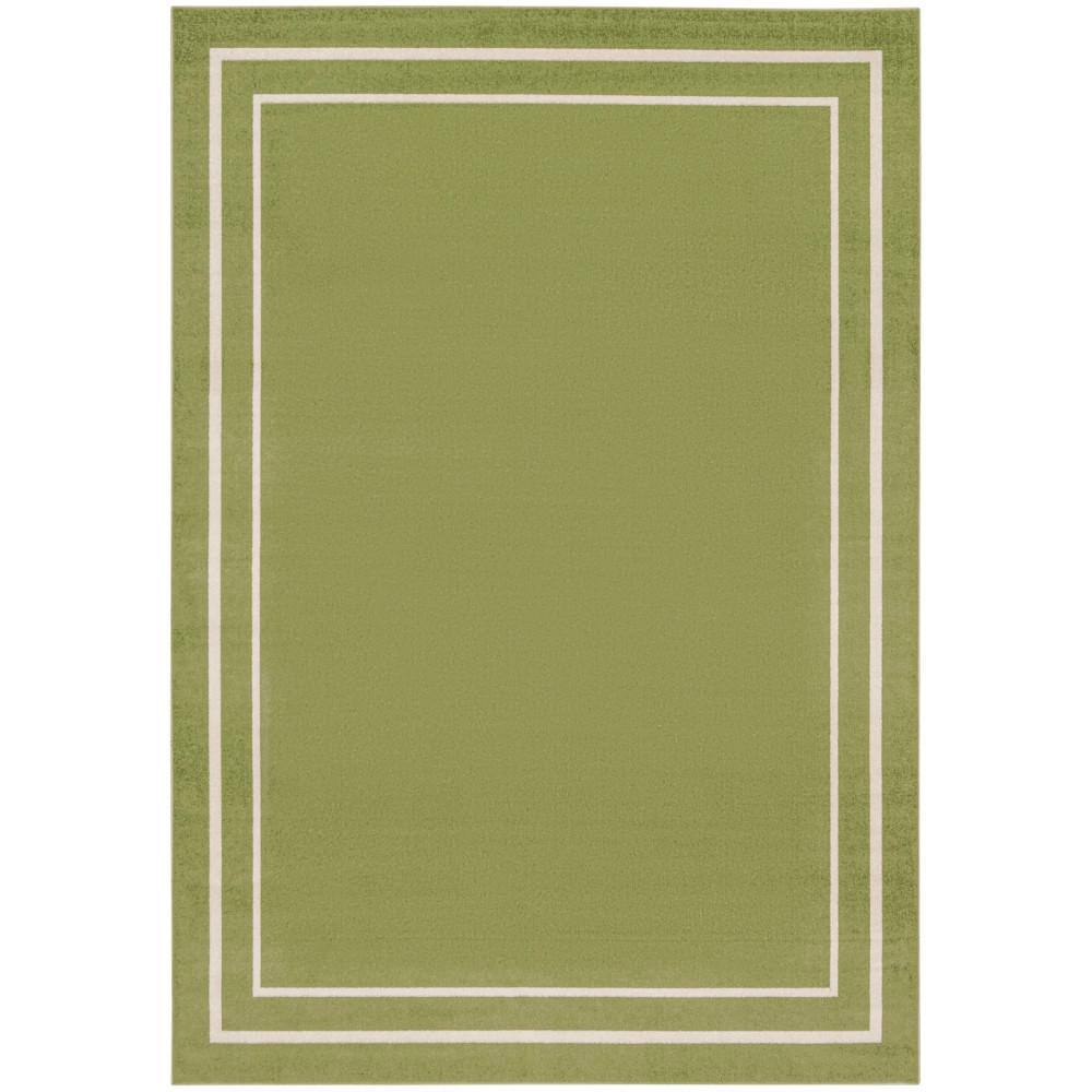 Essentials Green Ivory Double Border 9x12 Outdoor Rug