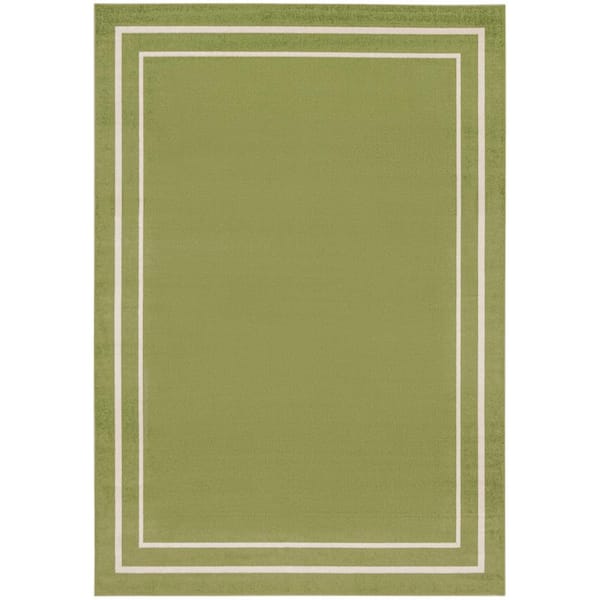 Nourison Essentials Green Ivory 9 ft. x 12 ft. Solid Contemporary Indoor/Outdoor Area Rug