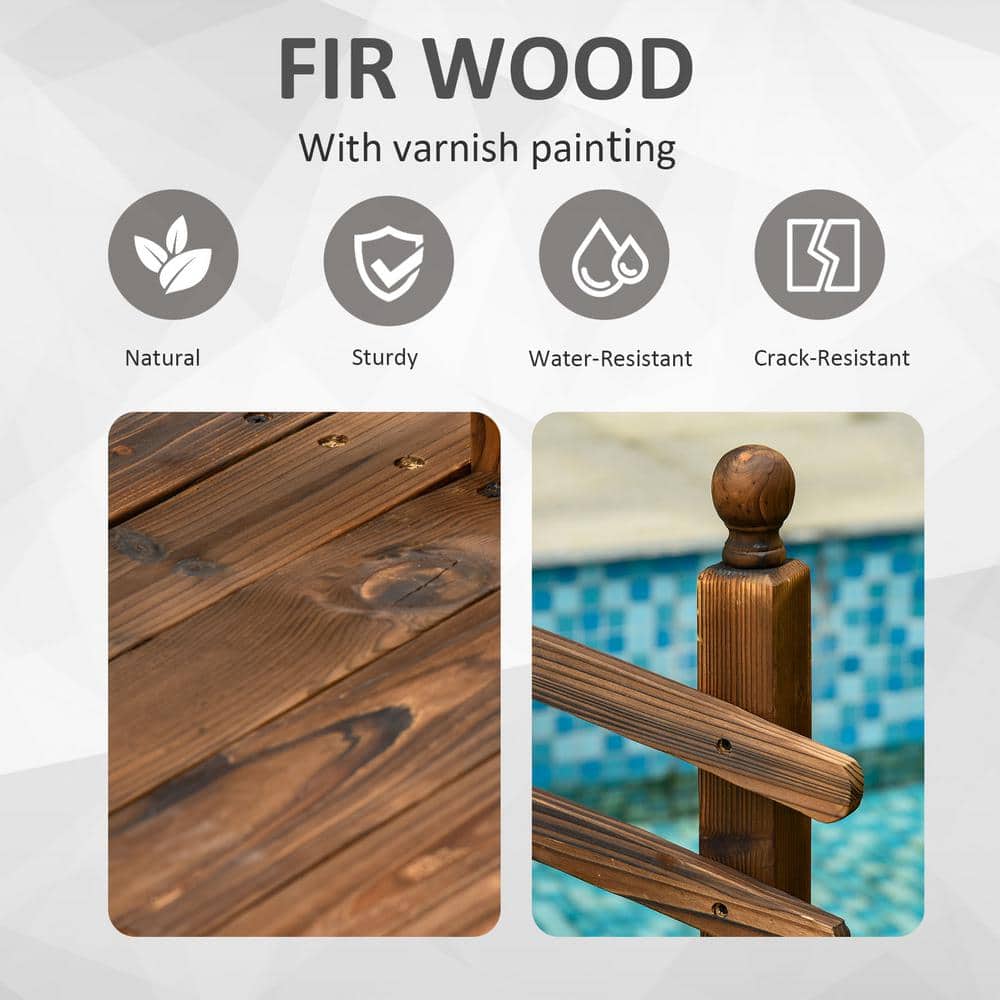 Outsunny 7.5' Rustic Fir Wood Garden Bridge with Railings